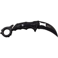 Tac-Force Black Karambit Spring Assisted Tactical Rescue Knife w Seat Belt Cutter & Bottle Opener 3"
