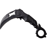 Tac-Force Black Karambit Spring Assisted Tactical Rescue Knife w Seat Belt Cutter & Bottle Opener 3"
