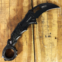 Tac-Force Black Karambit Spring Assisted Tactical Rescue Knife w Seat Belt Cutter & Bottle Opener 3"