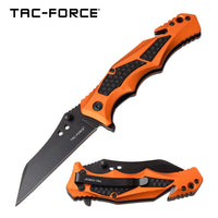 Tac-Force EMS / EMT Spring Assisted Rescue Knife Black / Orange w Aluminum Scales and G10 Inlay 3.5"
