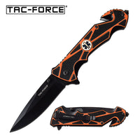 Tac-Force EMS / EMT Spring Assisted Textured Rescue Knife Orange & Black 3.5"