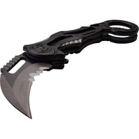 Tac-Force Black and Gray Karambit Spring Assisted Tactical Rescue Knife w Seat Belt Cutter 3"