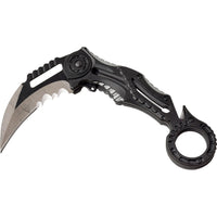 Tac-Force Black and Gray Karambit Spring Assisted Tactical Rescue Knife w Seat Belt Cutter 3"