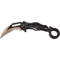 Tac-Force Black and Gray Karambit Spring Assisted Tactical Rescue Knife w Seat Belt Cutter 3"