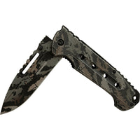 Tac-Force Evolution Heavy Duty Black / Grey / Tan Stonewashed Forest Camouflage Spring Assisted Tactical Knife 4"
