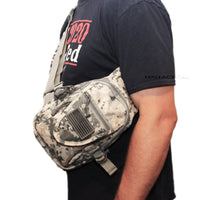 East West USA ACU Digital Camouflage Tactical Military Sling Backpack w Removable USA Flag Patch