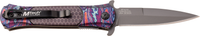Mtech USA Timascus Rainbow & Gray Tinite Coated Spring Assisted Stiletto Knife 3.5"