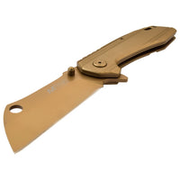MTech USA Gold Tinite Coated Cleaver Spring Assisted Stainless Steel Pocket Knife 3.5"