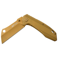 MTech USA Gold Tinite Coated Cleaver Spring Assisted Stainless Steel Pocket Knife 3.5"