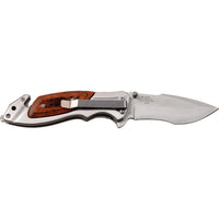 MTech USA Spring Assisted Pocket Knife Silver with Wooden Scales 3.25" MT-A1073BR