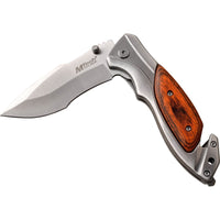 MTech USA Spring Assisted Pocket Knife Silver with Wooden Scales 3.25" MT-A1073BR