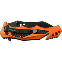 Tac-Force EMS / EMT Spring Assisted Rescue Knife Black / Orange w Aluminum Scales and G10 Inlay 3.5"