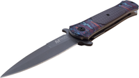 Mtech USA Timascus Rainbow & Gray Tinite Coated Spring Assisted Stiletto Knife 3.5"