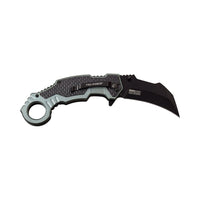 Tac-Force Teal Gray & Black Karambit Spring Assisted Tactical Knife w Glass Breaker & Rubberized Grip 3"
