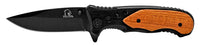 Falcon Classic Black Spring Assisted EDC / Hunting Knife with Wood Inlay 3.25"
