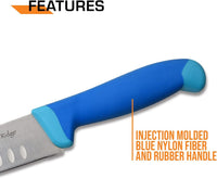 Elk Ridge Fixed Blade Camping / Fishing / Hunting Fillet Knife with Nylon Fiber / Rubber Handle , Scalloped Blade, and Sheath 8"

