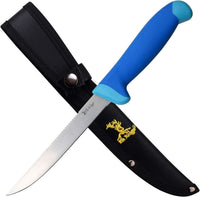 Elk Ridge Dual Edge Fixed Blade Fishing Fillet Knife w Sawback and Nylon Fiber / Rubber Handle 6"
