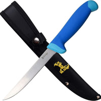 Elk Ridge Dual Edge Fixed Blade Fishing Fillet Knife w Sawback and Nylon Fiber / Rubber Handle 6"