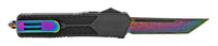 FPSTACTICAL Wyvern OTF Knife Black & Iridescent with Damascus Blade and Embossed Dragon Handle 3.5"
