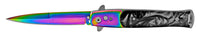 FPSTACTICAL Kapnos Iridescent on Black / Smoke Pearlex Switchblade Stiletto Knife 4"
