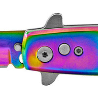 FPSTACTICAL Kapnos Iridescent on Black / Smoke Pearlex Switchblade Stiletto Knife 4"