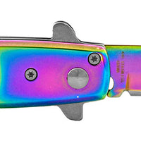 FPSTACTICAL Kapnos Iridescent on Black / Smoke Pearlex Switchblade Stiletto Knife 4"