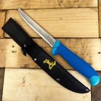 Elk Ridge Dual Edge Fixed Blade Fishing Fillet Knife w Sawback and Nylon Fiber / Rubber Handle 6"
