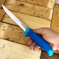Elk Ridge Dual Edge Fixed Blade Fishing Fillet Knife w Sawback and Nylon Fiber / Rubber Handle 6"
