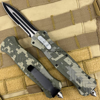 FPSTACTICAL Firth ACU Digital Camouflage Olive Green, Light Tan, and Black Dual Edge Serrated OTF Knife 3.5"
