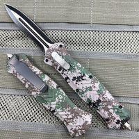 FPSTACTICAL UCP Universal Digital Camouflage Olive Green, Light Tan, and Black Dual Edge Serrated OTF Knife 3.5"
