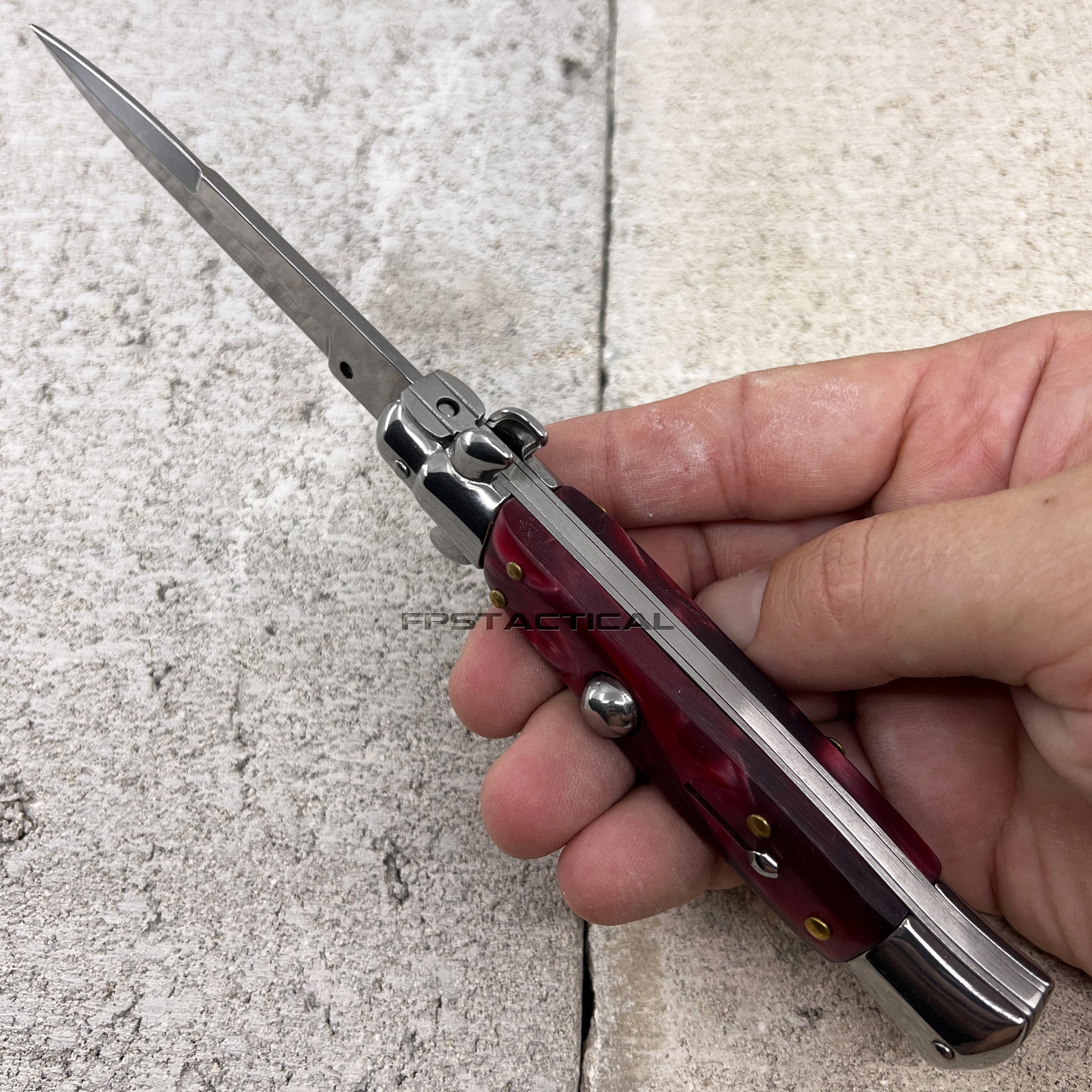Switchblade Style Ruler FPSTACTICAL Carmine Italian Style Stiletto Switchblade Chrome and Maro ...