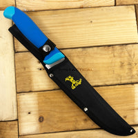 Elk Ridge Fixed Blade Camping / Fishing / Hunting Fillet Knife with Nylon Fiber / Rubber Handle , Scalloped Blade, and Sheath 8"
