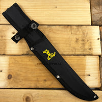 Elk Ridge Fixed Blade Camping / Fishing / Hunting Fillet Knife with Nylon Fiber / Rubber Handle , Scalloped Blade, and Sheath 8"