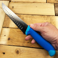 Elk Ridge Fixed Blade Camping / Fishing / Hunting Fillet Knife with Nylon Fiber / Rubber Handle , Scalloped Blade, and Sheath 8"
