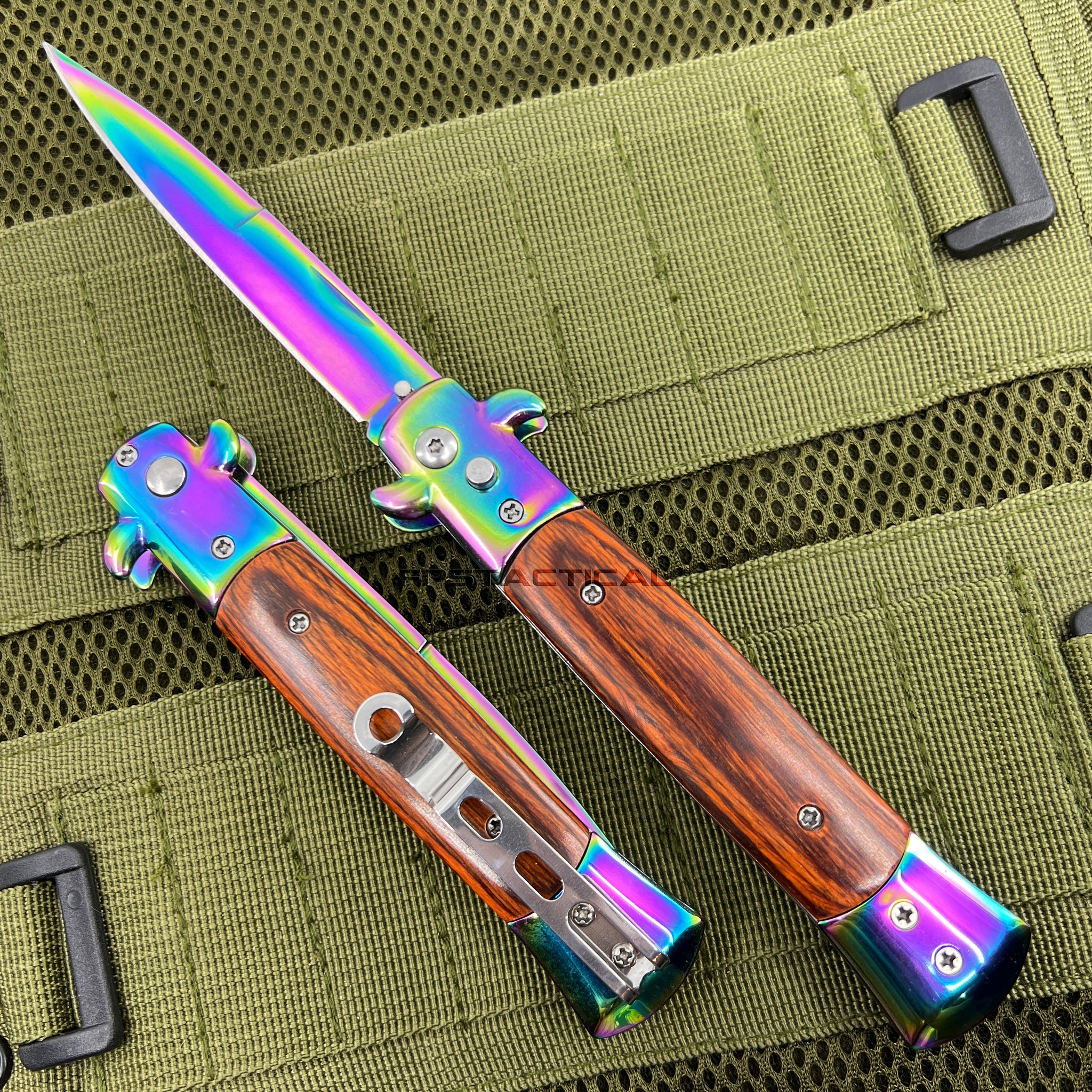 Switchblade Style Ruler FPSTACTICAL Harlequin Italian Style Stiletto Switchblade Mirror / Irid ...