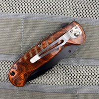 Pacific Solutions KS1111BK Black and Wooden Grooved Spring Assisted Knife 3.75"