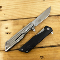 MTech USA Ball Bearing Silver USA Flag Compact Manual Folding Pocket Knife w Black Ash Wood 3"
