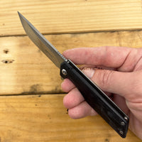 MTech USA Ball Bearing Silver USA Flag Compact Manual Folding Pocket Knife w Black Ash Wood 3"
