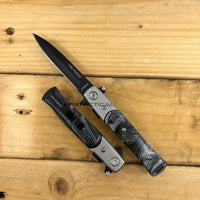 Tac-Force Compact Gray and Black Pearl Spring Assisted Stiletto Knife 3.25"
