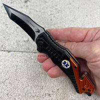 Tac-Force EMT / EMS Orange & Black Two Tone Spring Assisted Tanto Blade EDC Knife 3.5"