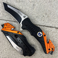 Tac-Force EMT / EMS Orange & Black Two Tone Spring Assisted Tanto Blade EDC Knife 3.5"

