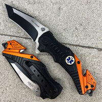 Tac-Force EMT / EMS Orange & Black Two Tone Spring Assisted Tanto Blade EDC Knife 3.5"