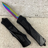 FPSTACTICAL ARC OTF Knife Black with Iridescent Blade 3.5"
