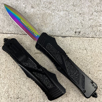 FPSTACTICAL ARC OTF Knife Black with Iridescent Blade 3.5"