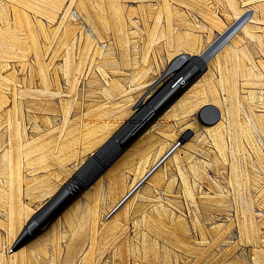 FPSTACTICAL Kuboton Compact OTF Tactical Pen Knife Black with Dual Edge Blade 1.75