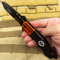 Tac-Force EMT / EMS Orange & Black Spring Assisted Tanto Blade EDC Rescue Knife 3.25"
