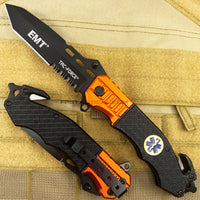 Tac-Force EMT / EMS Orange & Black Spring Assisted Tanto Blade EDC Rescue Knife 3.25"
