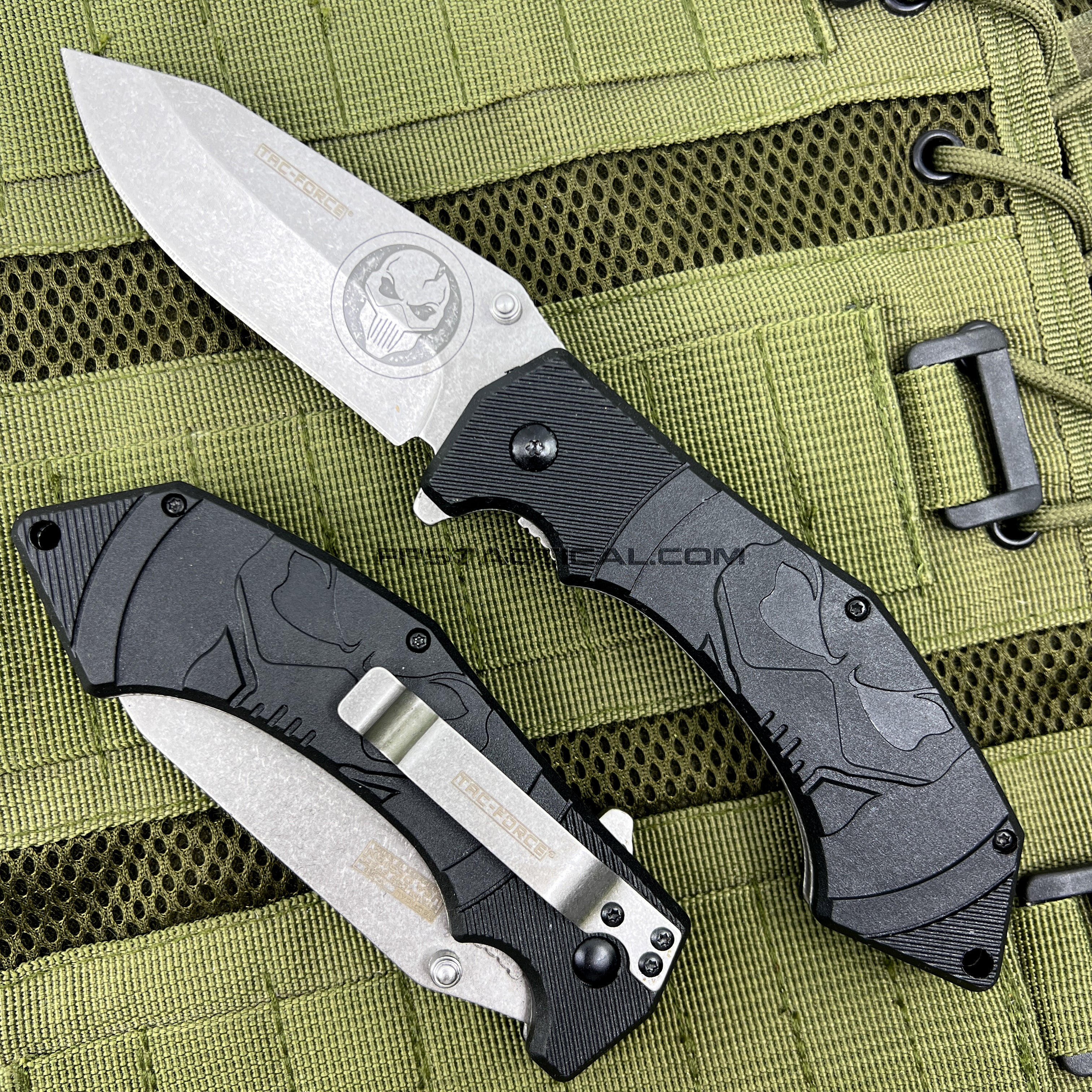 Tac-Force Skull Spring Assisted Tactical Knife w Stonewash Blade