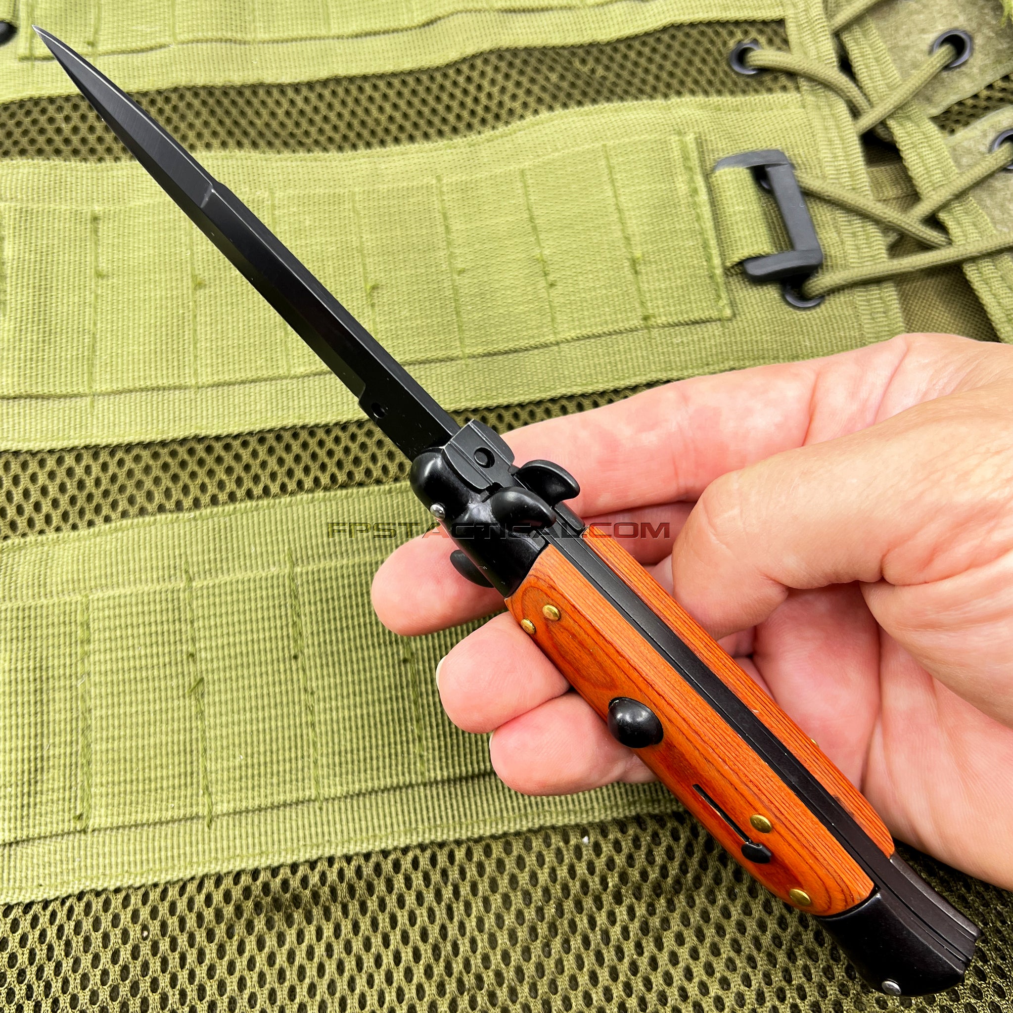 Switchblade Style Ruler FPSTACTICAL Paradyne Italian Style Stiletto Switchblade Black with Pak ...