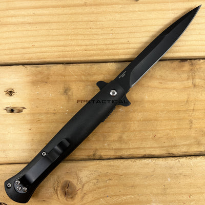 Pacific Solutions Midnight Black Spring Assisted Stiletto Knife with N ...
